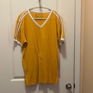 The Rail Yellow V-Neck Tee with White Trim